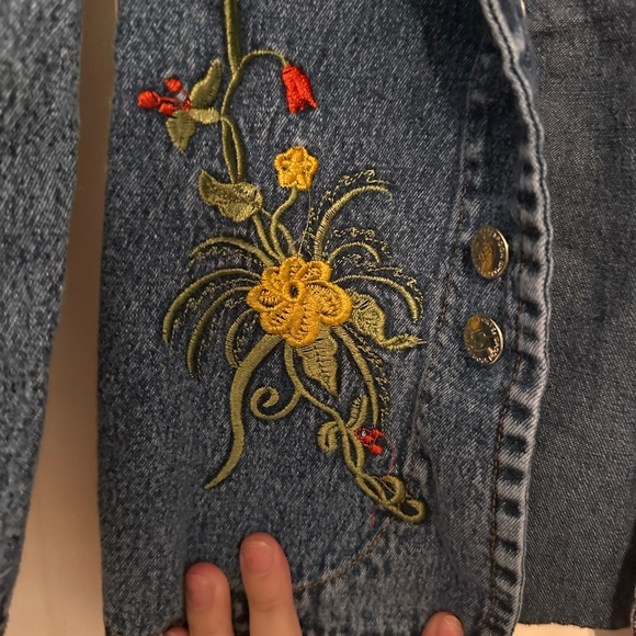 Vintage Embroidered Denim Kids Jacket size 7 - Picture 3 of 3